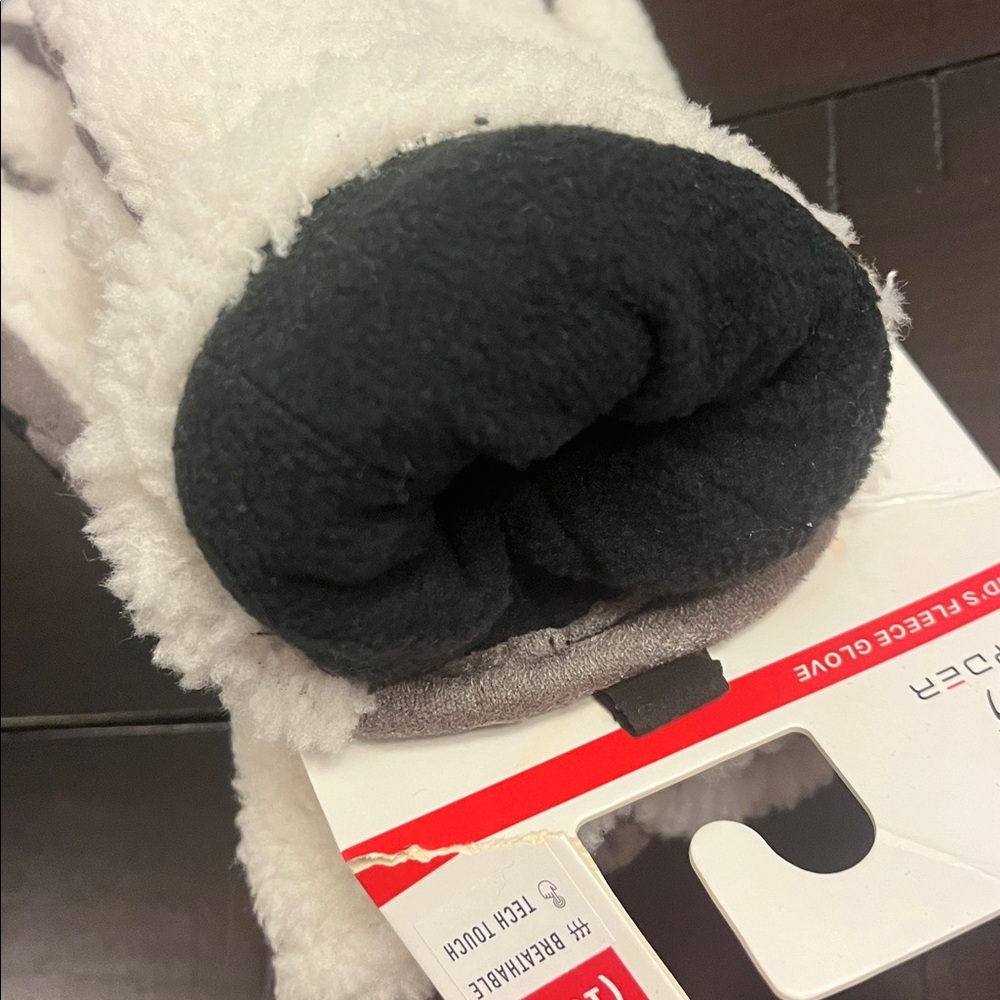 Spyder Fleece Winter Gloves cream gray Tech Kids Size 10-16 Boys or Girls L/XL - Picture 7 of 11